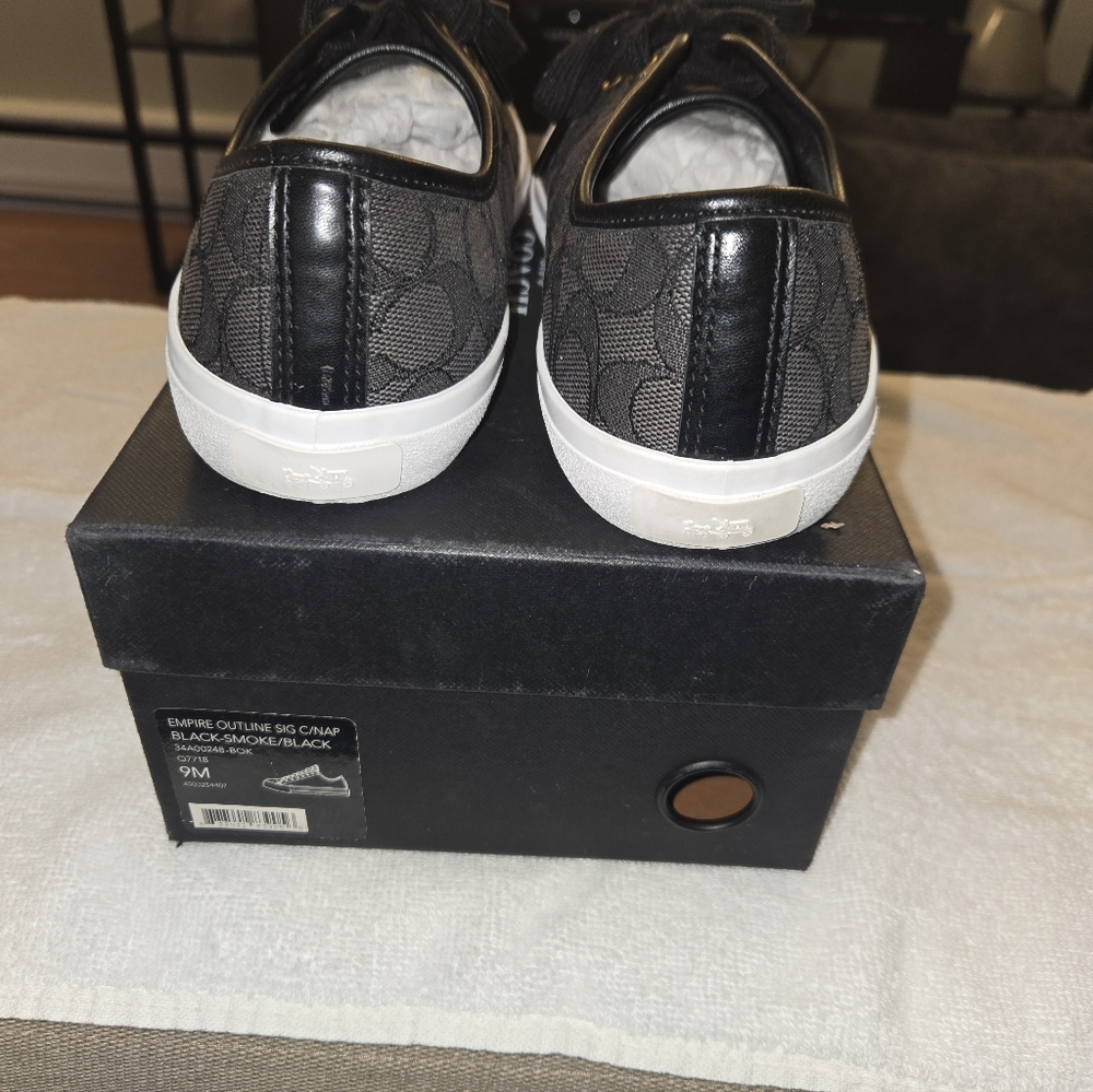 Coach Black and White Sneakers with Gold Accents - Picture 3 of 4